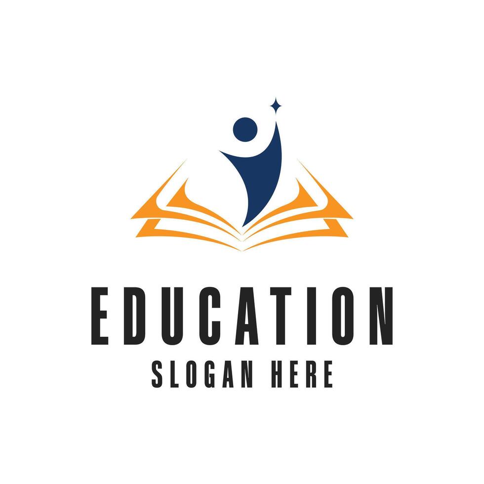 education logo design concept with student and book vector