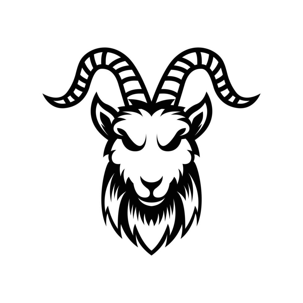 goat head mascot logo design concept silhouette vector