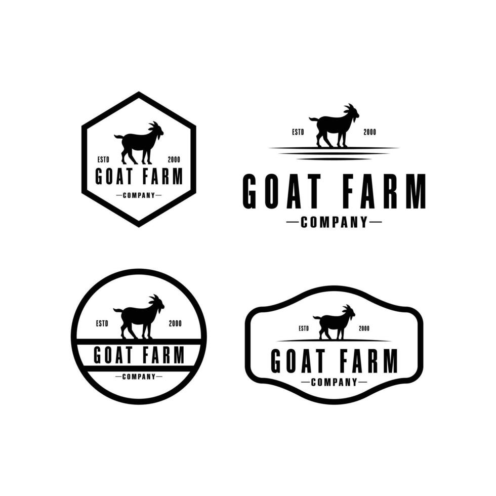 goat farm logo design vintage label badge vector