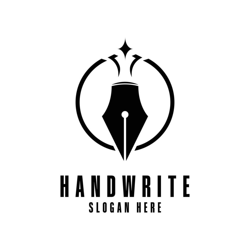 fountain pen write logo design concept vector