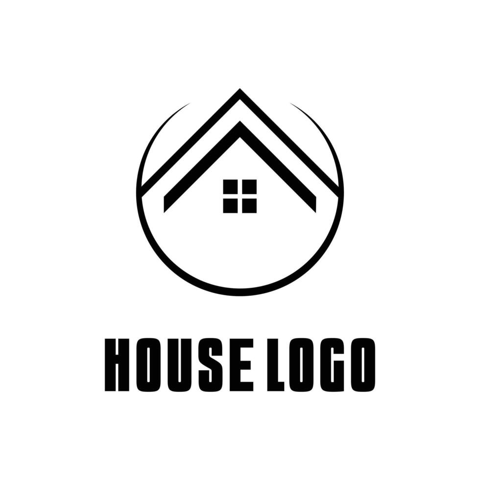 house logo design concept minimalist home icon in a circle vector