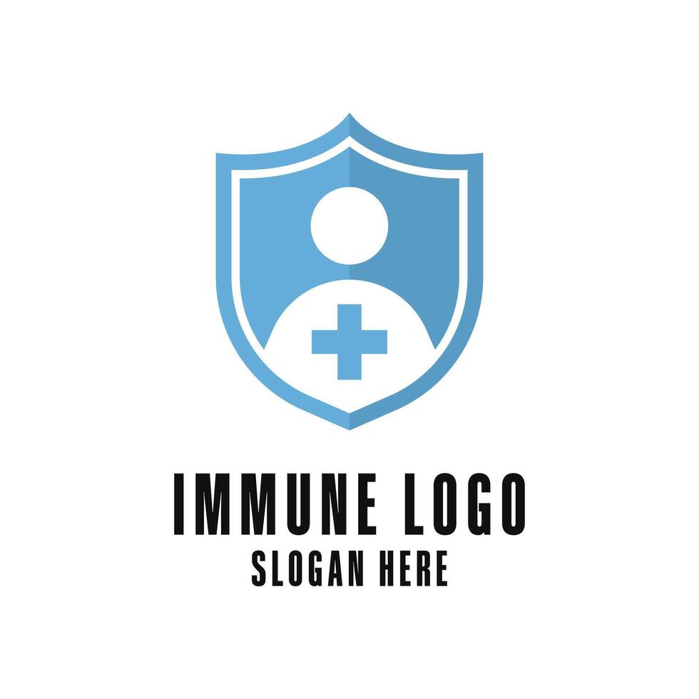 immune system logo design concept with shield vector