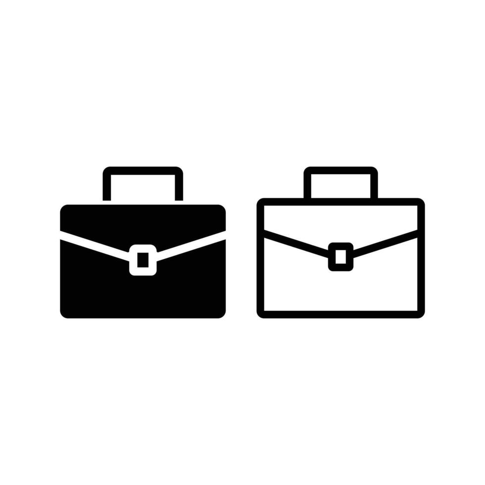 briefcase icon design concept silhouette and line style vector