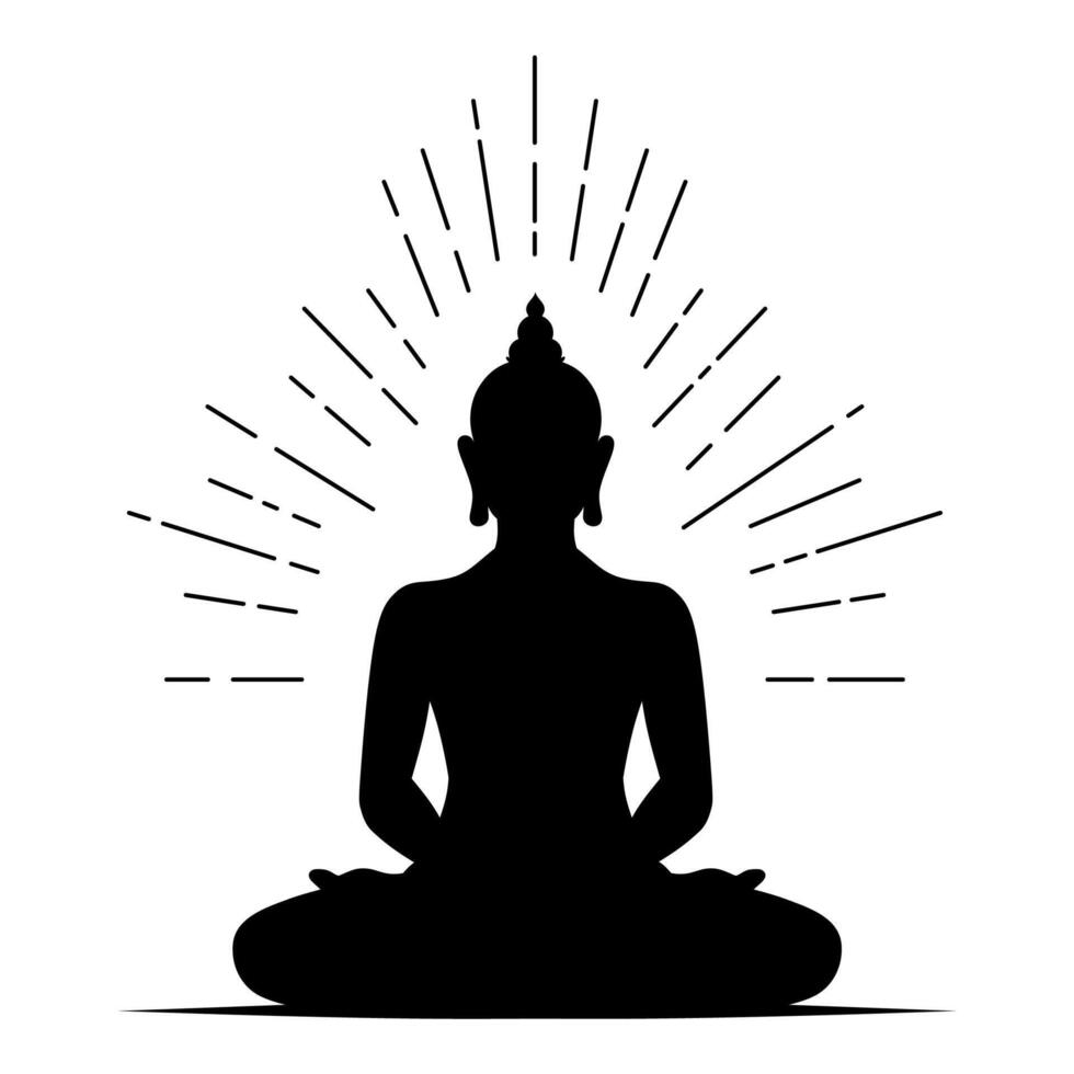 Lord Buddha flat Design ,lord buddha silhouette. Peaceful Vesak Art Depicting Enlightenment and Spiritual Calm vector