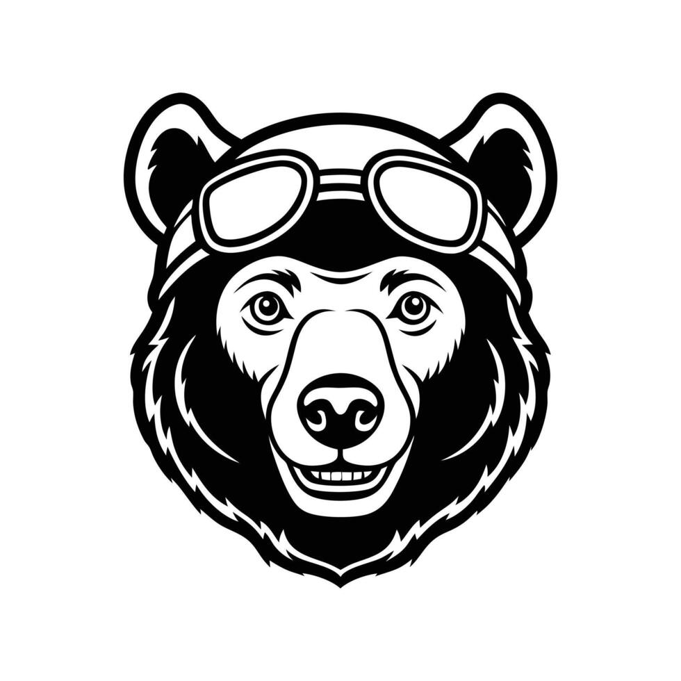 Bear head in goggles logo design vector
