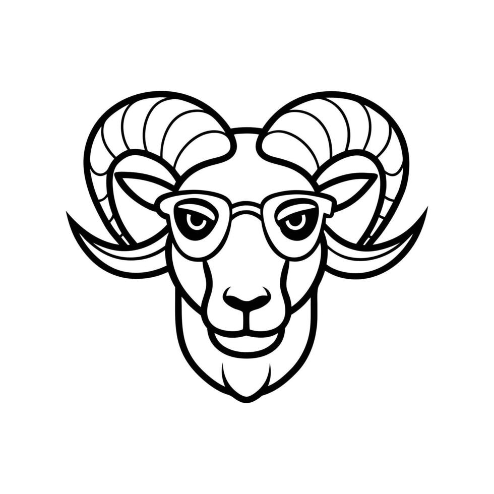 A ram wearing glasses and a hat vector