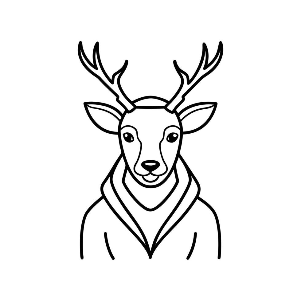 A deer head with horns and a scarf on it vector