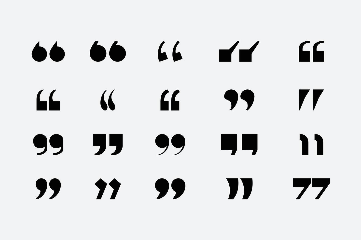 Set of quote mark. Quotes icon set. Inverted commas, speech marks vector