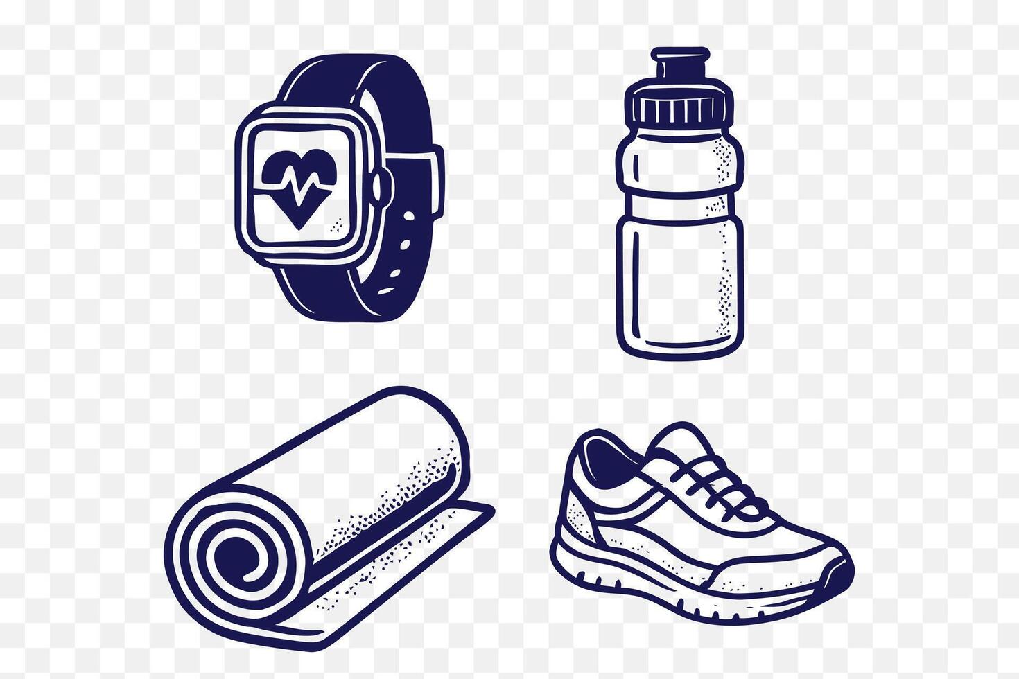 Minimalist Fitness Wellness Essentials Icon Set vector