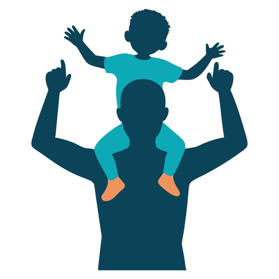 Father and Child Bonded Relationship Silhouette vector