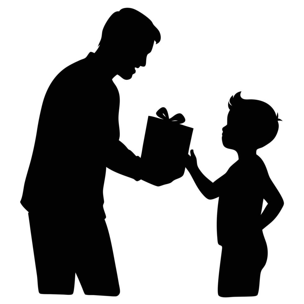 Father Giving Son a Gift vector