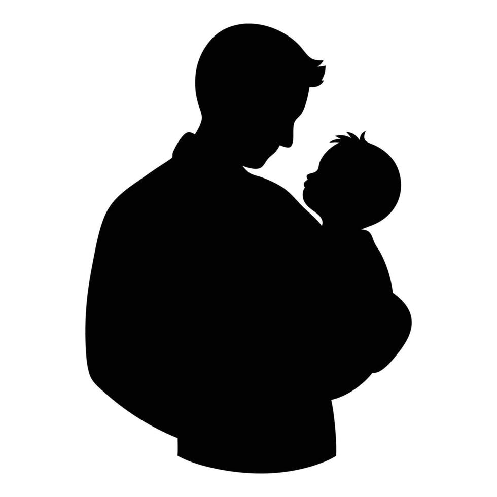 Father and Baby Love in Simple Art vector