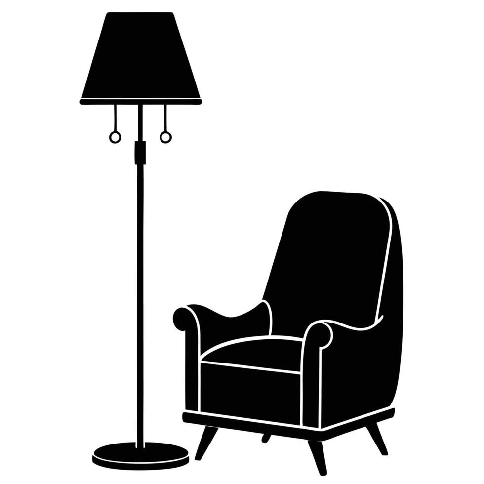 Comfortable Armchair and Lamp Interior Design vector