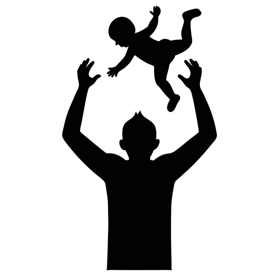 Father Tossing Baby in the Air Silhouette vector