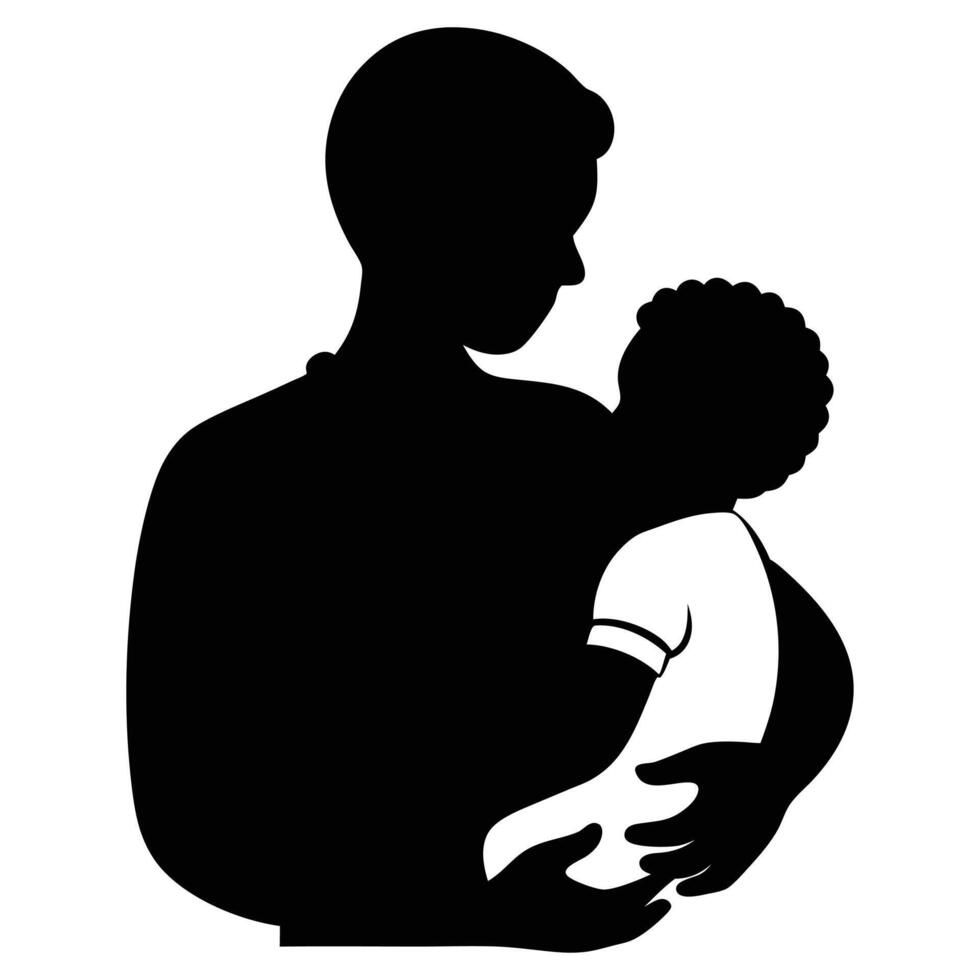 Father Holding Child with Love and Protection Art vector