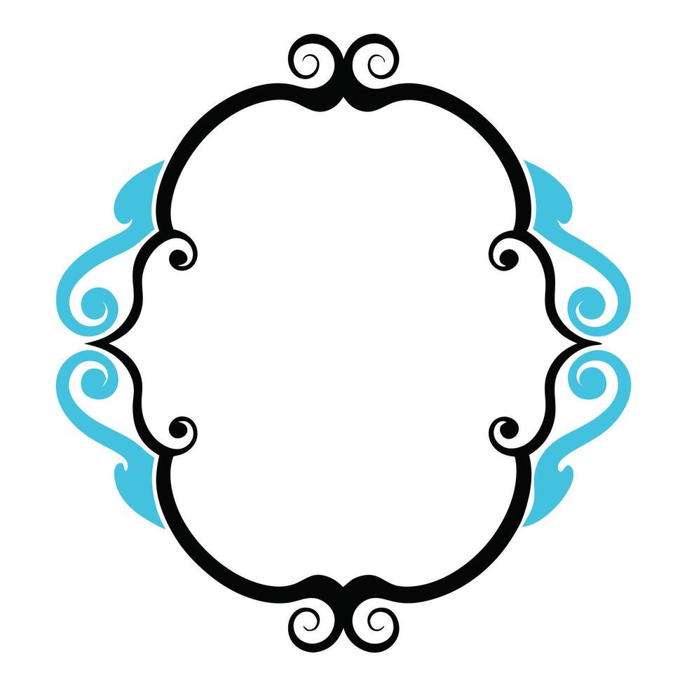 Elegant blue and black ornate frame design vector