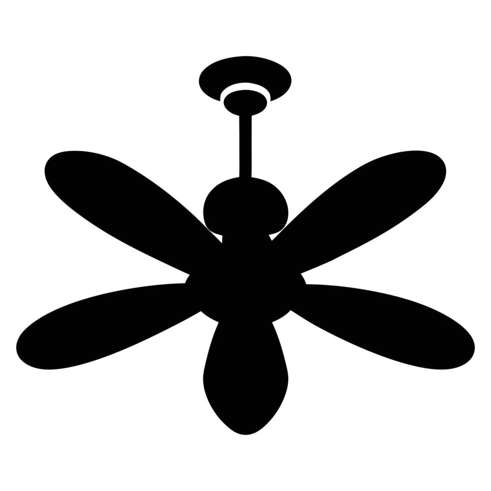 Ceiling Fan Silhouette Isolated on White vector
