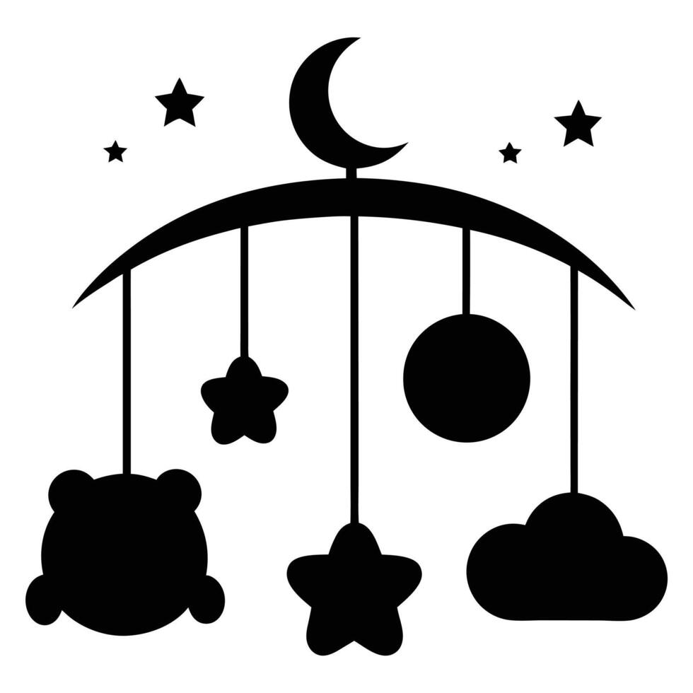 Baby Mobile with Stars Moon Cloud Minimalist vector