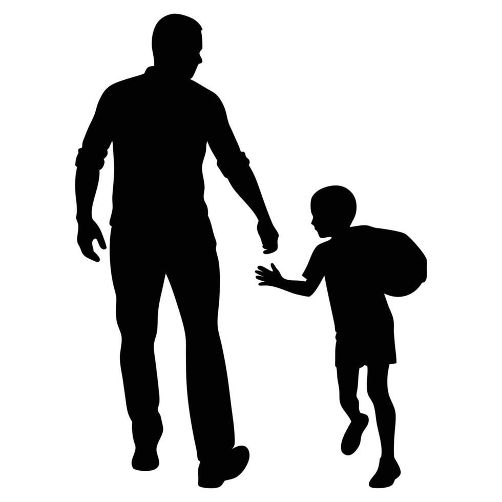 Father and Child Outdoor Activity Silhouette vector