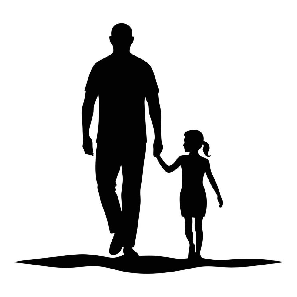Father and Daughter Walking Depicting Family Bond vector