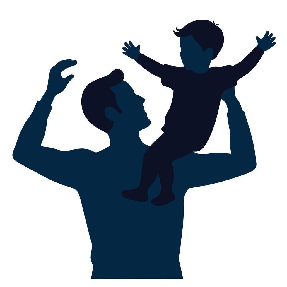 Father Lifting Son in the Air Silhouette vector