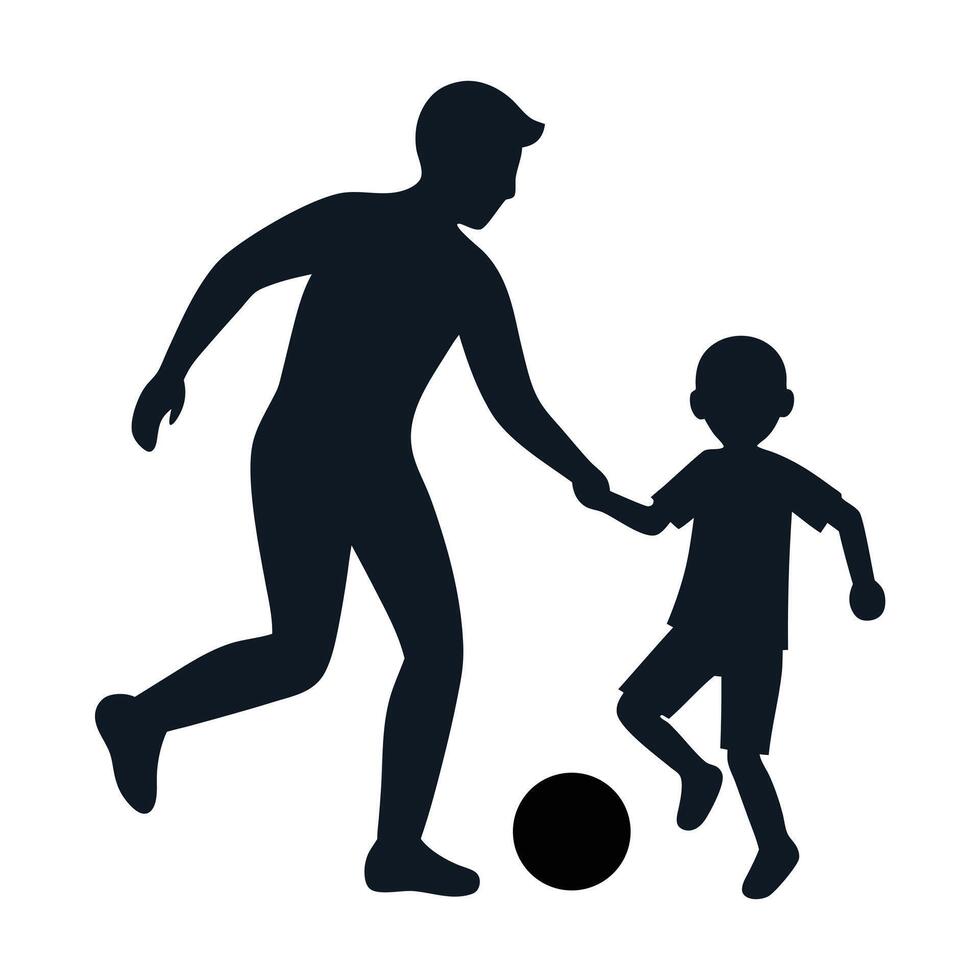 Simple Father and Son Soccer Silhouettes Illustration vector