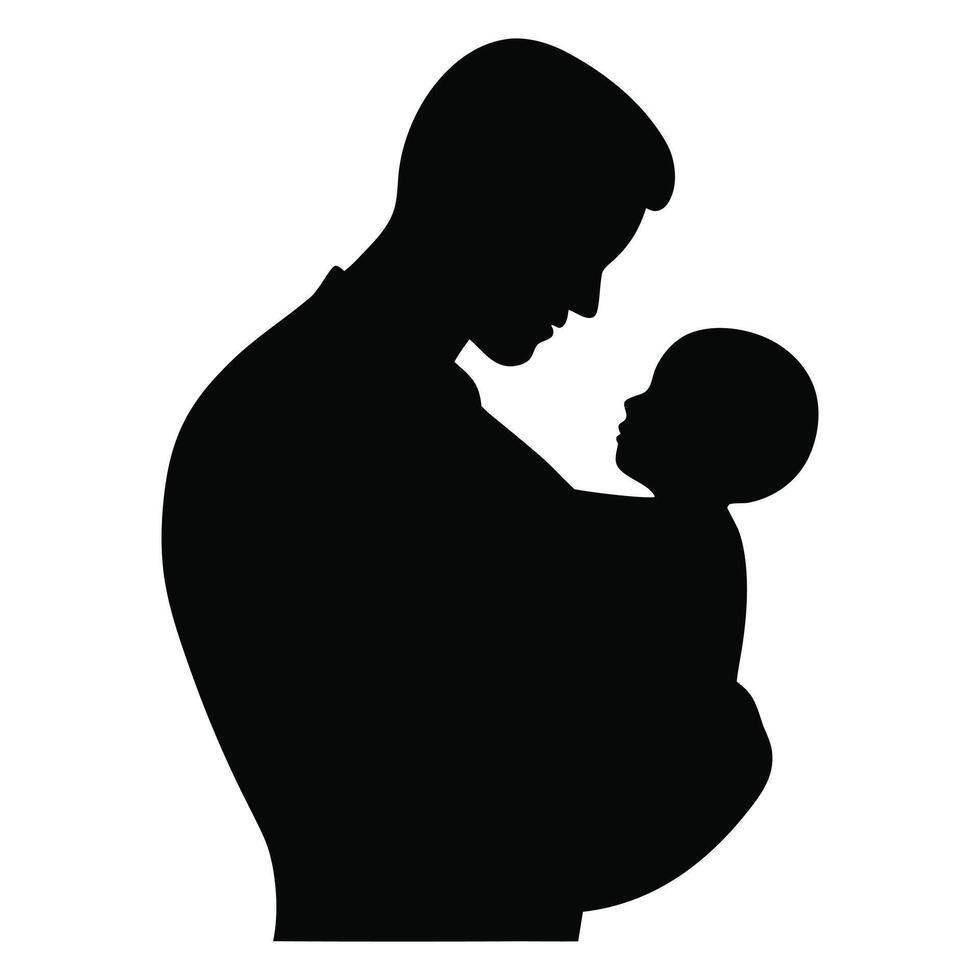 Father Embracing Baby in Loving Silhouette Design vector