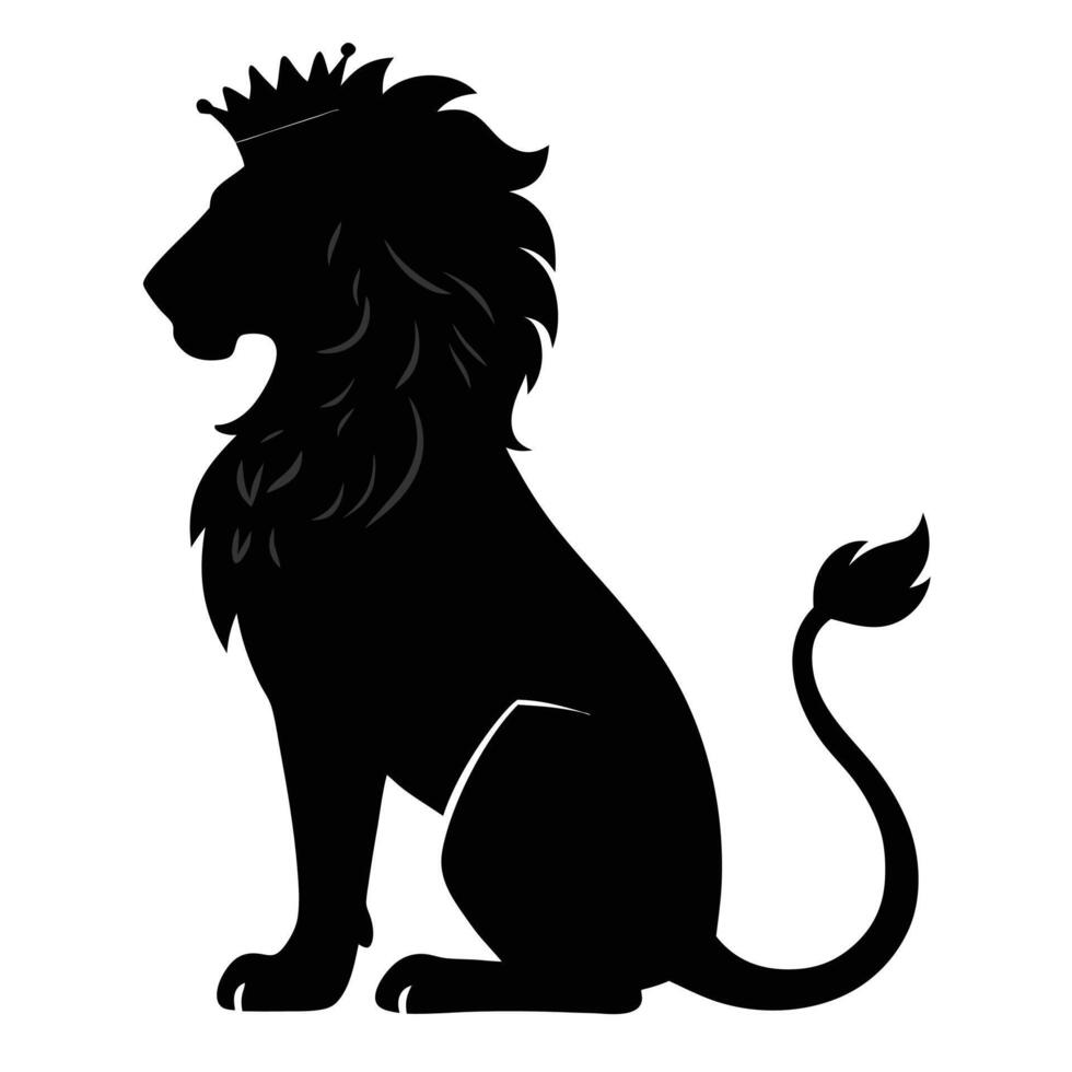 Majestic lion silhouette with crown vector