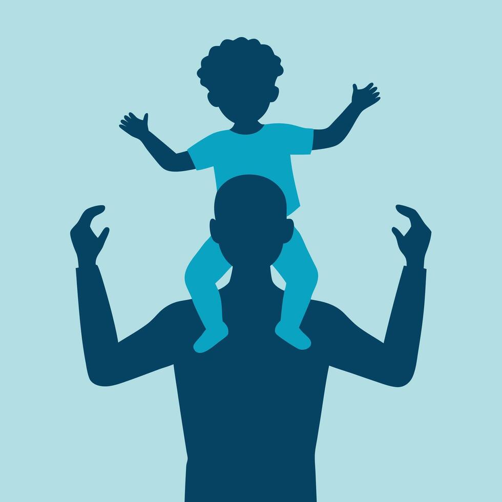 Father Carrying Child Minimalist Shoulder Illustration vector