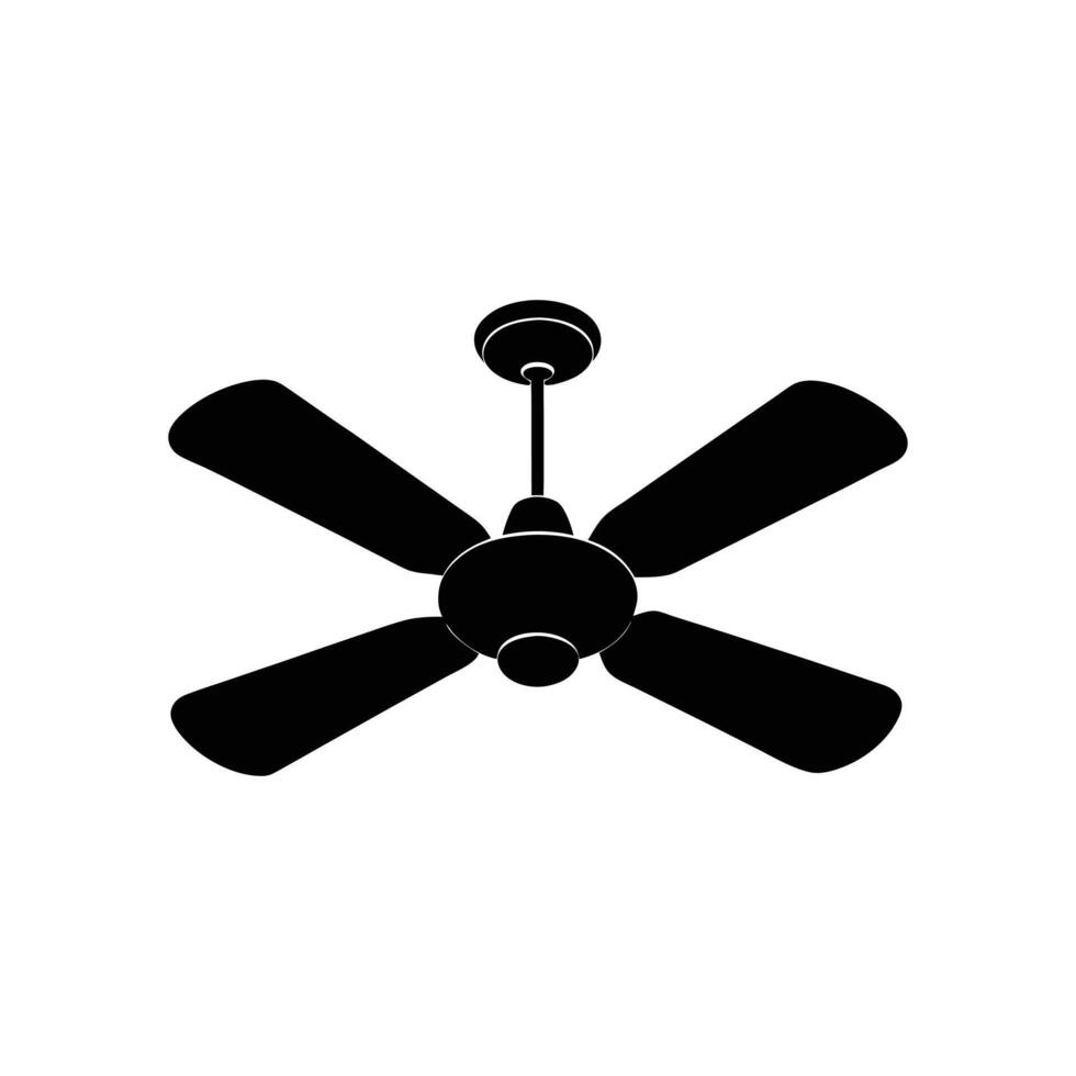 Four Blade Ceiling Fan Silhouette Illustration vector