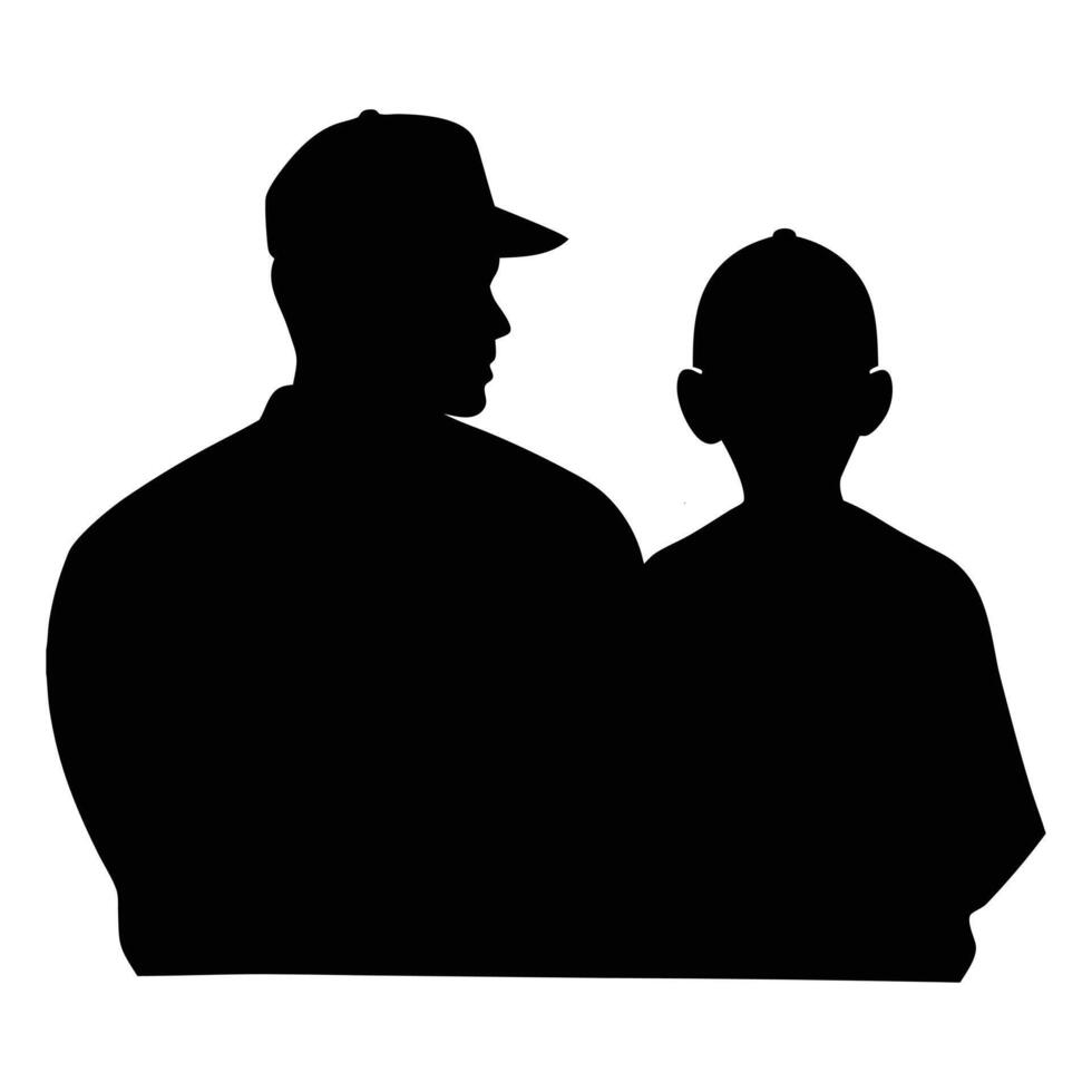 Father and Son Love and Guidance Silhouette vector