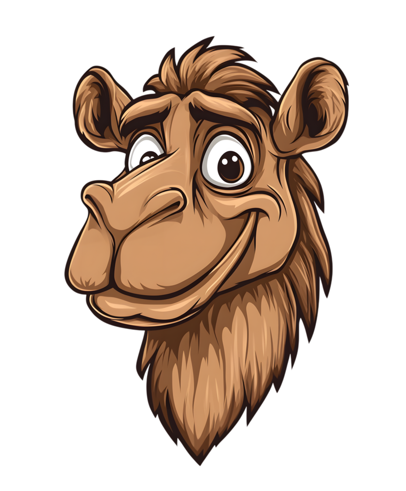 A cartoon camel head with a big smile png