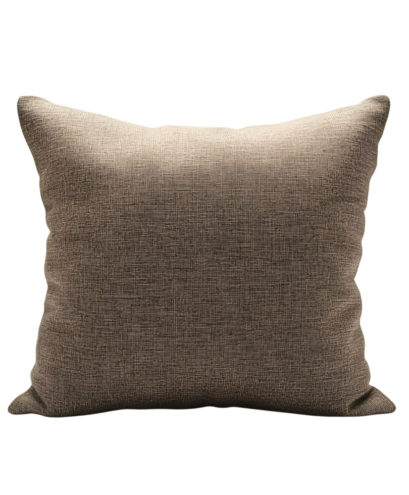 A pillow made from a dark brown linen png