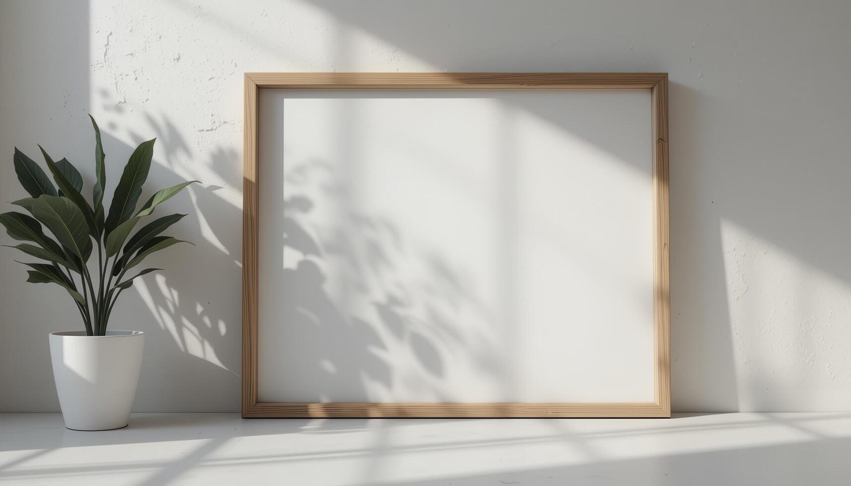 Empty picture frame in a sunlit interior space. photo
