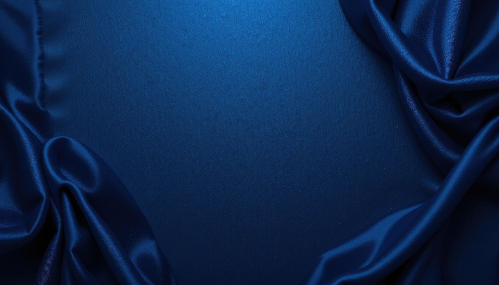 Deep blue satin draped fabric texture background. photo