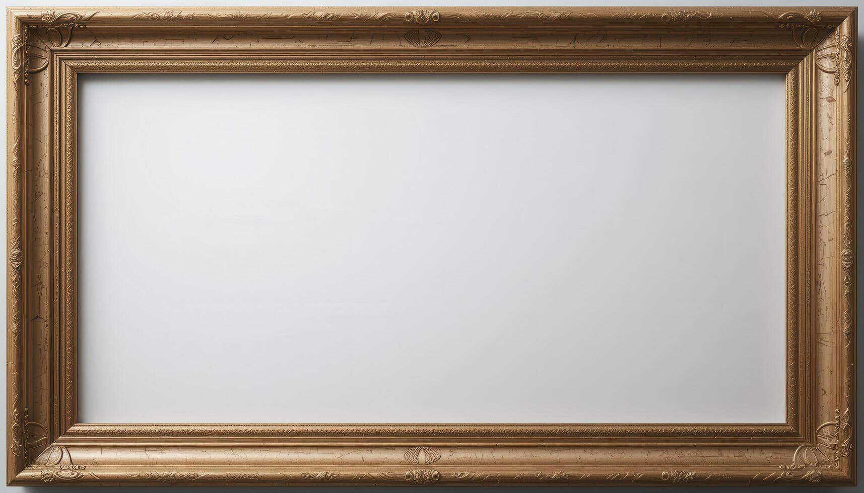 Empty gold frame for artwork or display. photo