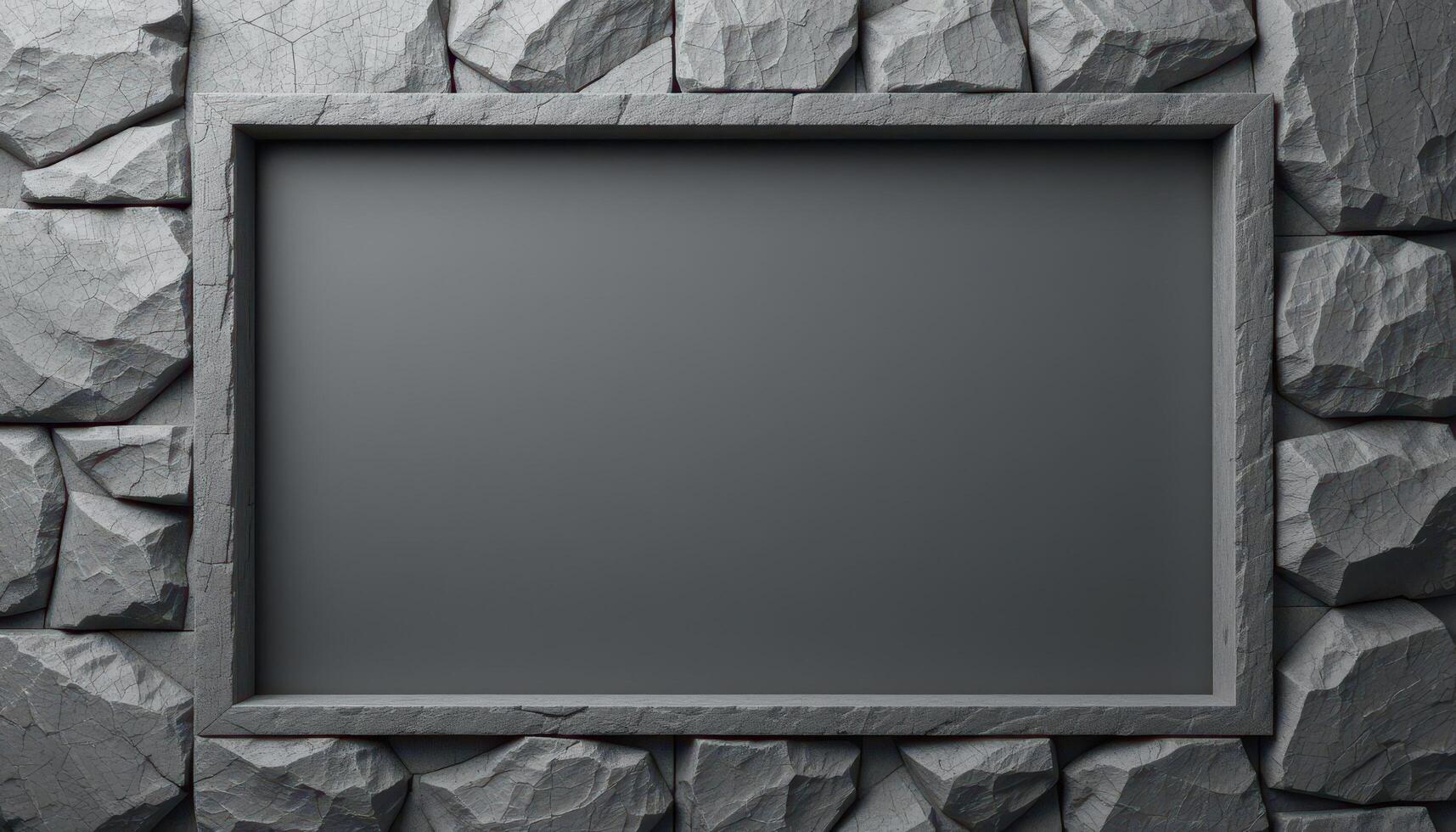 Gray Stone Framed Blank Rectangular Sign photo