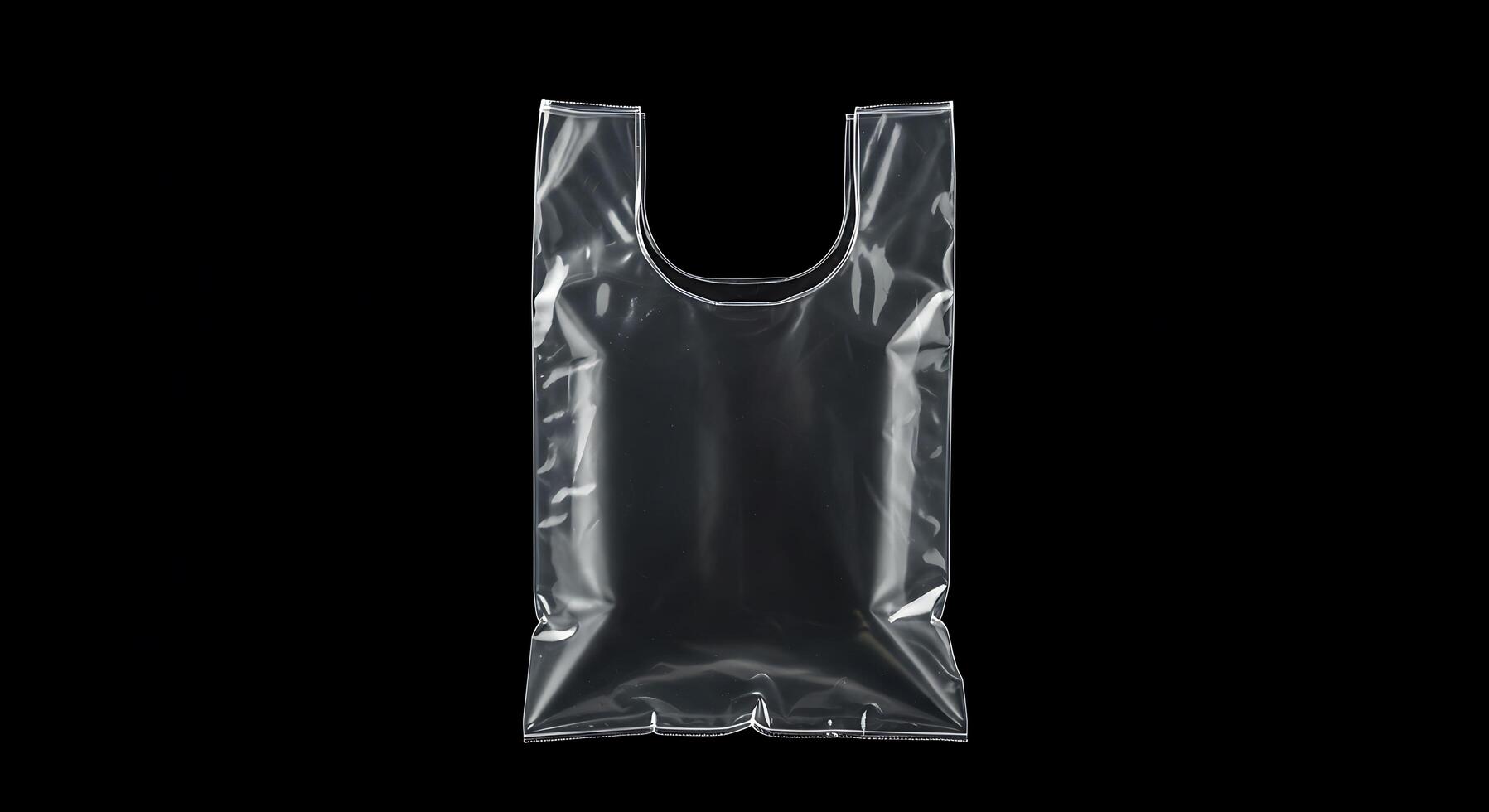 A clear plastic bag on a black background photo