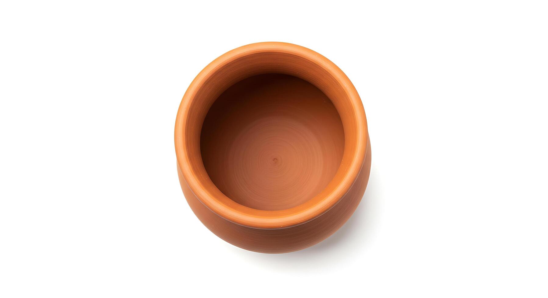 An empty clay pot on a white background photo
