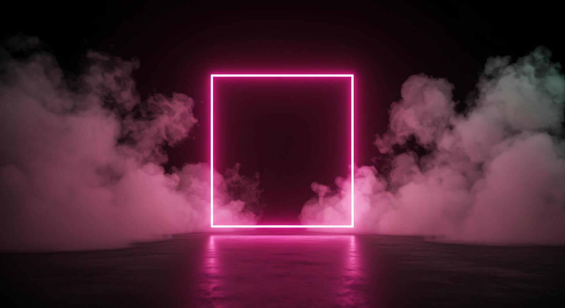 A neon pink square in the middle of smoke photo