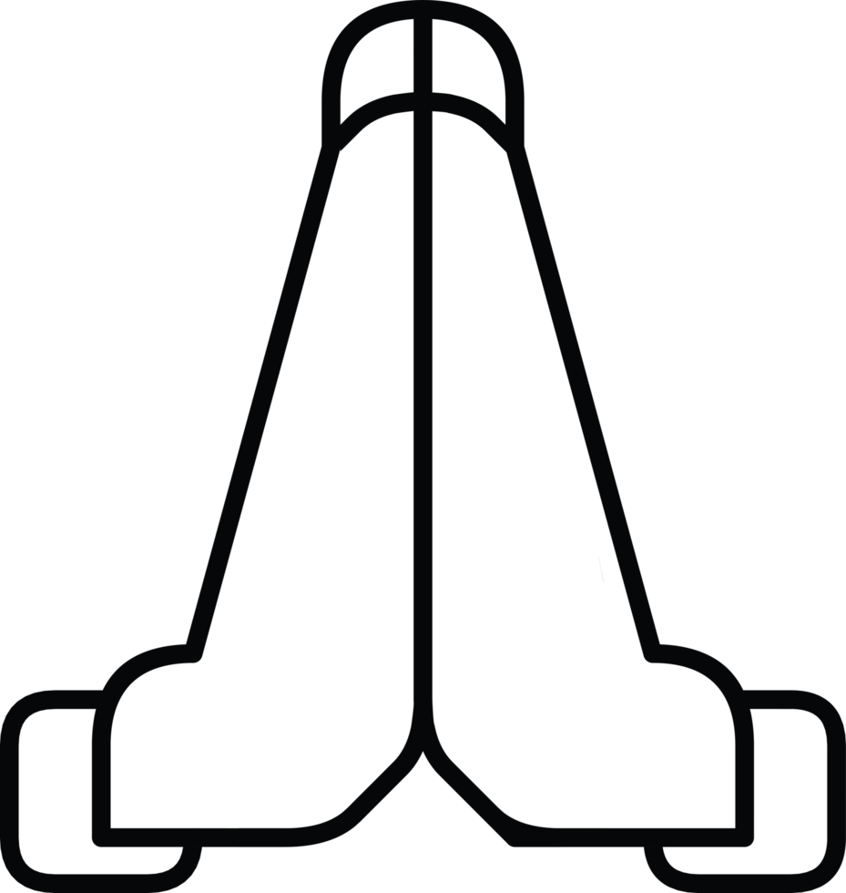Outlined hands in praying position, a universal symbol for prayer, hope, gratitude, and faith, simple line art png