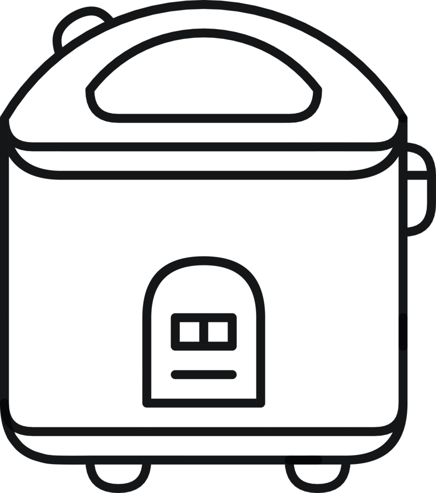 Simple outline of a rice cooker, a common kitchen appliance for cooking rice, clean line art illustration for food and cooking themes, high resolution available. png