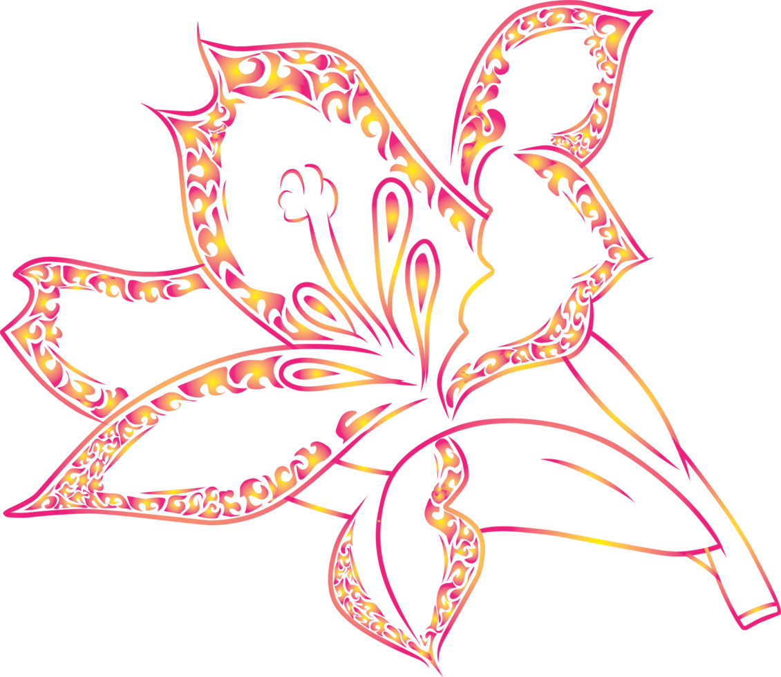 Elegant abstract flower designed in red with flowing and ornamental details, perfect for embellishment and graphic design projects, symbolizing beauty, creativity, and modern decorative art. png