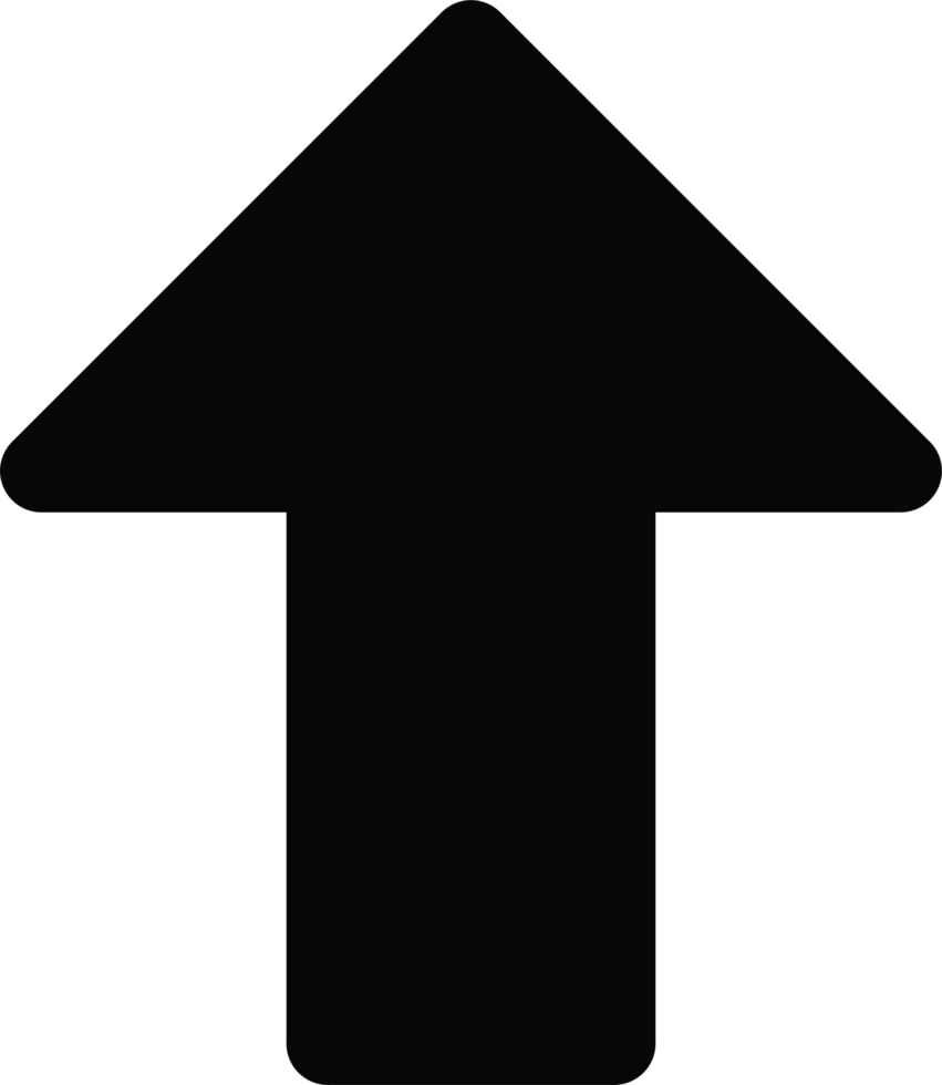 A solid black arrow pointing upwards png