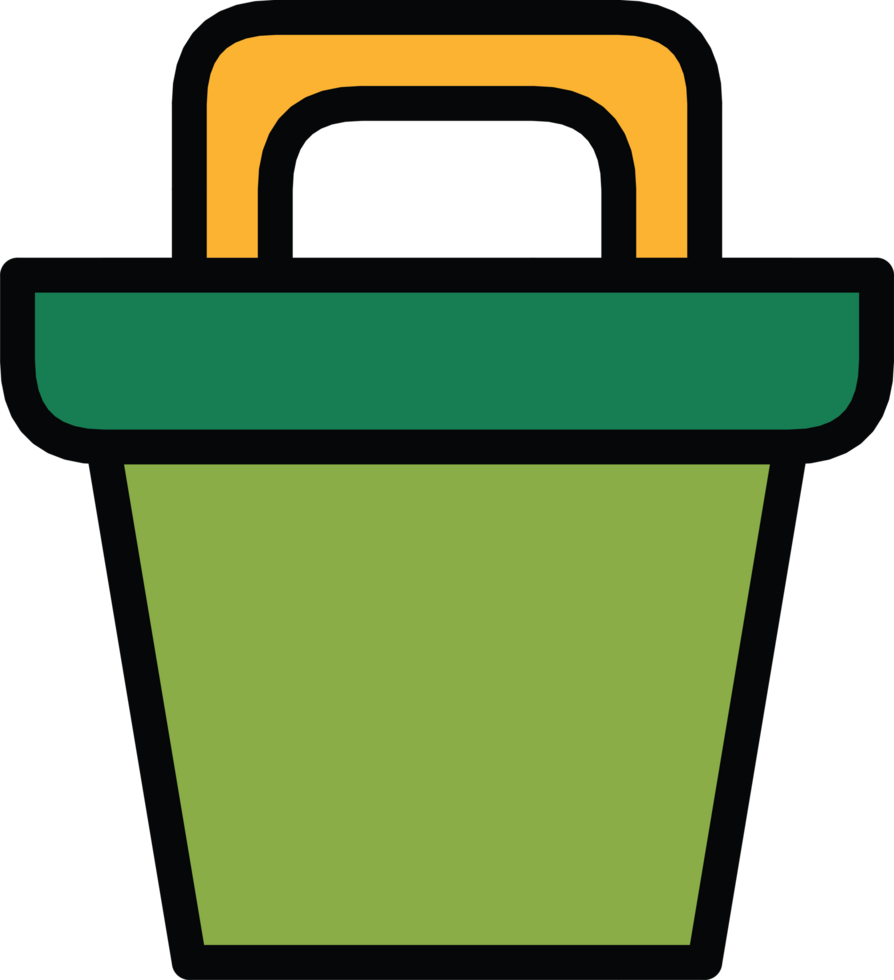 Green Bucket Icon with Handle on Transparent Background png