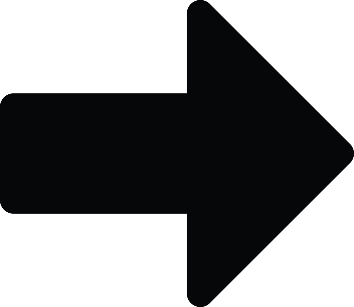 Solid black arrow pointing right, simple and clear direction indicator, versatile for UI design, presentations, and wayfinding, high-resolution available png