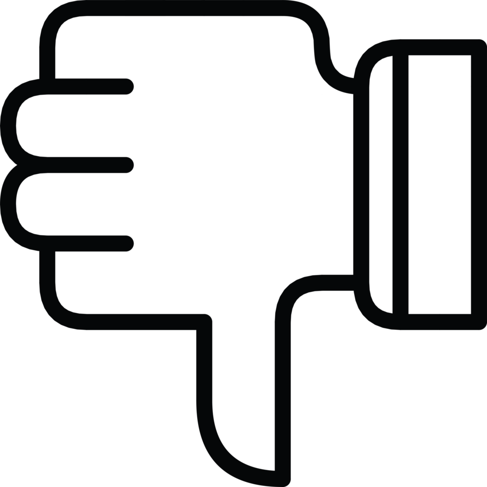 A black outline of a thumbs down gesture, indicating dislike. png