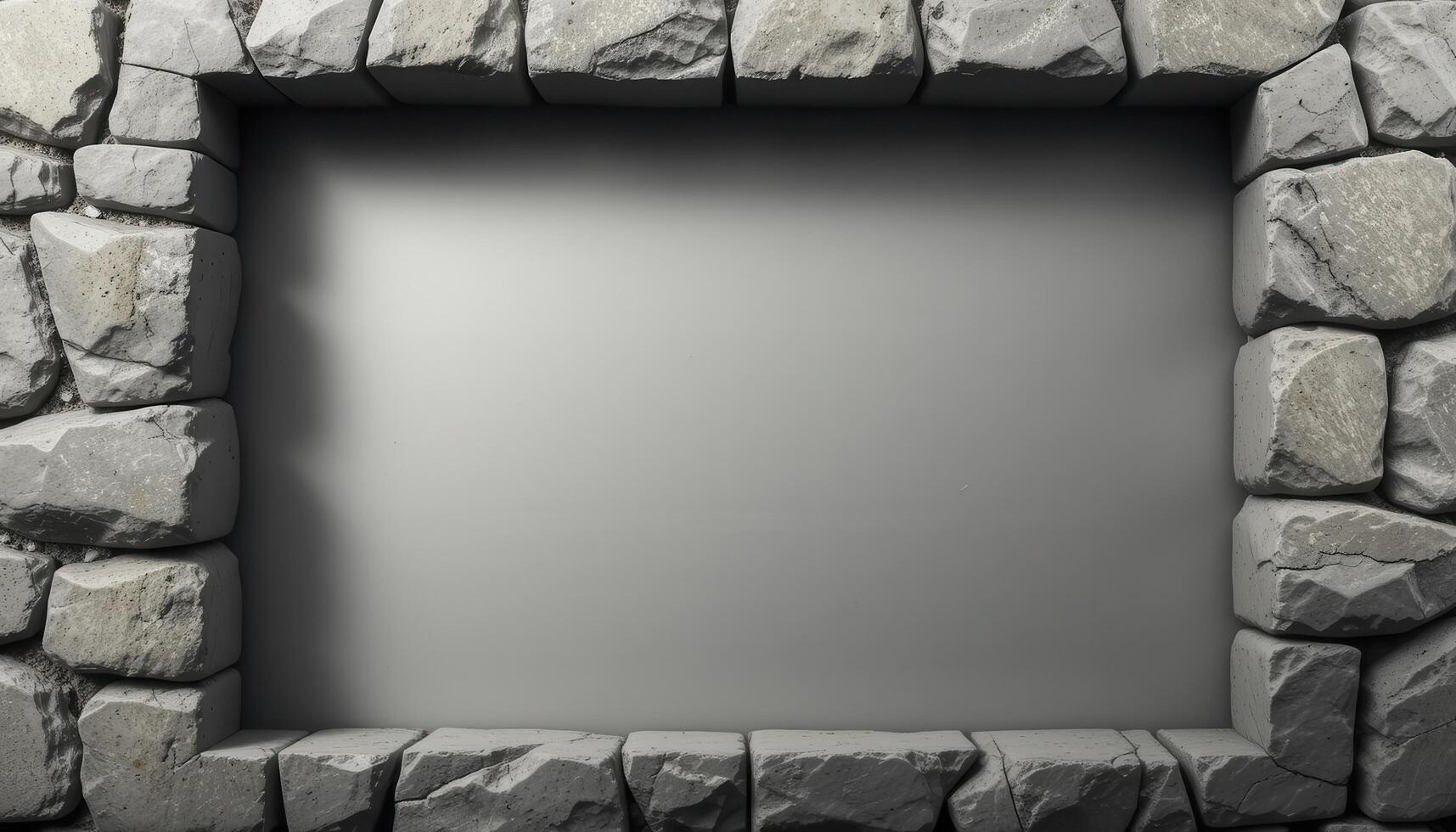 Stone Frame Enclosing Blank Gray Surface photo