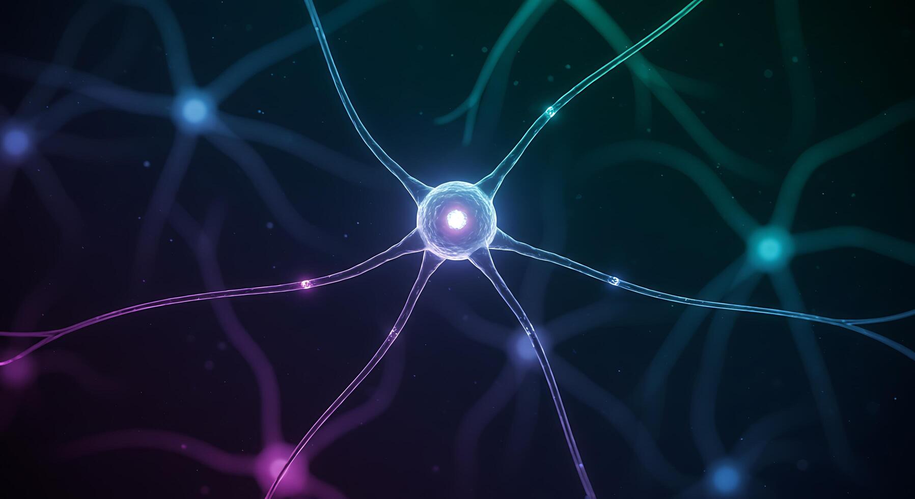 Neurons are shown in a dark background photo