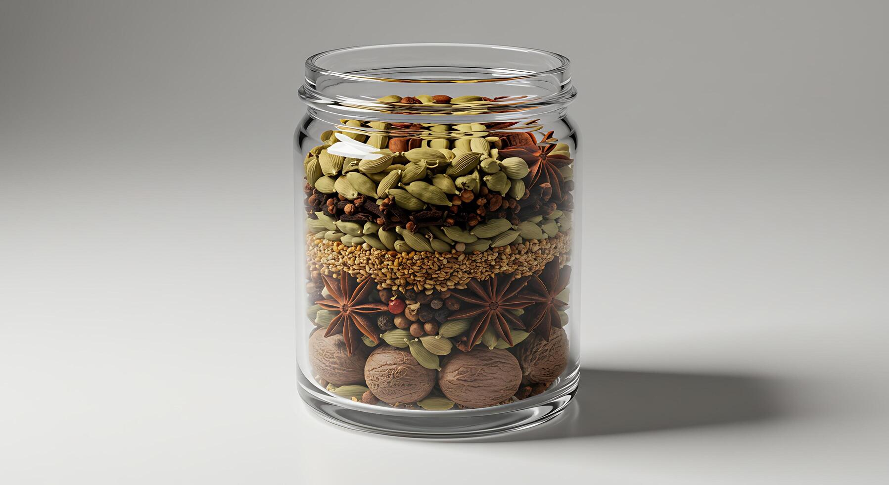 A jar filled with different types of spices photo